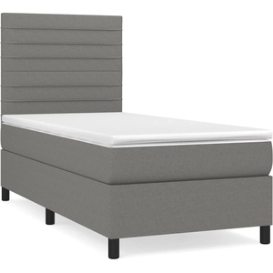 vidaXL Sommier à lattes de lit avec matelas Gris foncé 80x200 cm Tissu pas cher