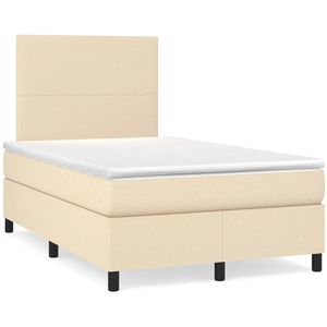 vidaXL Sommier à lattes de lit avec matelas Crème 140x200 cm Tissu pas cher