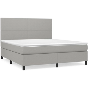 vidaXL Sommier à lattes de lit avec matelas Gris clair 180x200cm Tissu pas cher