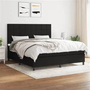 vidaXL Sommier à lattes de lit avec matelas Noir 160x200 cm Tissu pas cher