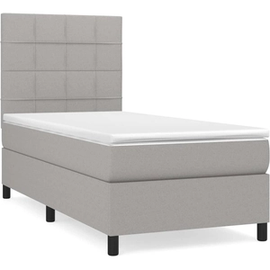 vidaXL Sommier à lattes de lit et matelas Gris clair 90x190 cm Tissu pas cher