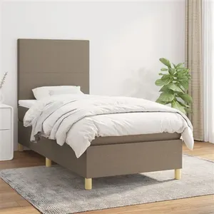vidaXL Sommier à lattes de lit avec matelas Taupe 80x200 cm Tissu pas cher