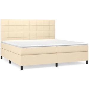 vidaXL Sommier à lattes de lit avec matelas Crème 200x200 cm Tissu pas cher