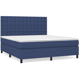 vidaXL Sommier à lattes de lit avec matelas Bleu 200x200 cm Tissu pas cher