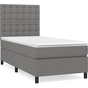 vidaXL Sommier à lattes de lit avec matelas Gris foncé 200x200cm Tissu pas cher