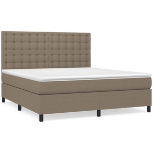 vidaXL Sommier à lattes de lit avec matelas Taupe 200x200 cm Tissu pas cher