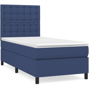 vidaXL Sommier à lattes de lit avec matelas Bleu 90x200 cm Tissu pas cher