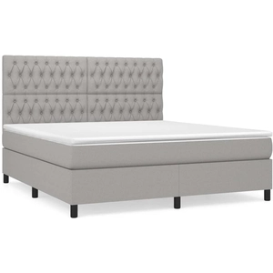 vidaXL Sommier à lattes de lit avec matelas Gris clair 180x200cm Tissu pas cher
