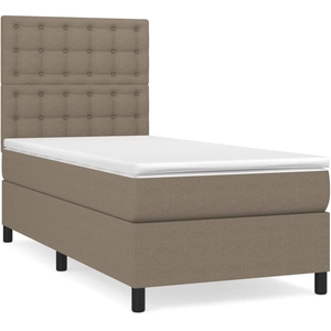 vidaXL Sommier à lattes de lit avec matelas Taupe 100x200 cm Tissu pas cher