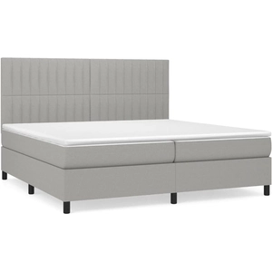 vidaXL Sommier à lattes de lit avec matelas Gris clair 200x200cm Tissu pas cher