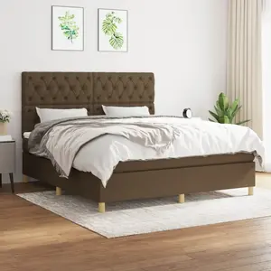 vidaXL Sommier à lattes de lit avec matelas Marron foncé 160x200 cm pas cher