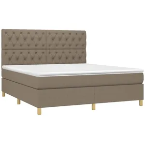 vidaXL Sommier à lattes de lit avec matelas Taupe 160x200 cm Tissu pas cher