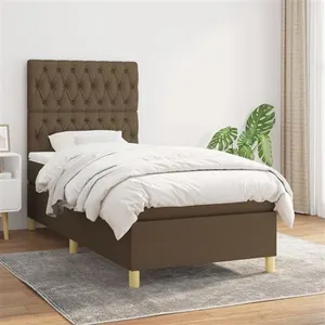 vidaXL Sommier à lattes de lit avec matelas Marron foncé 90x190 cm pas cher