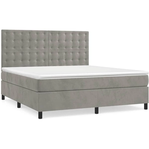 vidaXL Sommier à lattes de lit et matelas Gris clair 160x200cm Velours pas cher