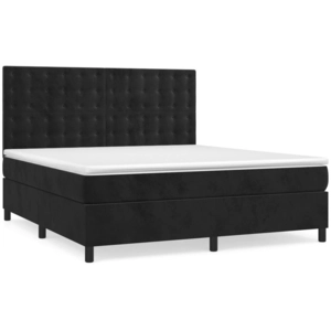 vidaXL Sommier à lattes de lit et matelas Noir 160x200 cm Velours pas cher