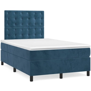 vidaXL Sommier à lattes de lit et matelas Bleu foncé 120x200cm Velours pas cher