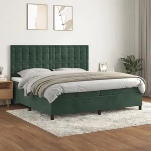 vidaXL Sommier à lattes de lit et matelas Vert foncé 200x200cm Velours pas cher