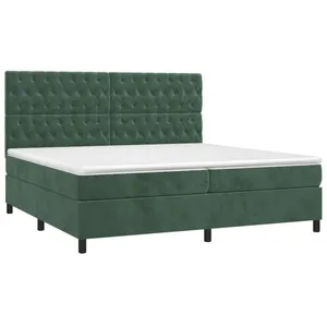 vidaXL Sommier à lattes de lit et matelas Vert foncé 200x200cm Velours pas cher
