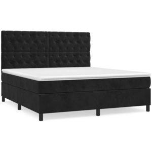 vidaXL Sommier à lattes de lit avec matelas Noir 180x200 cm Velours pas cher