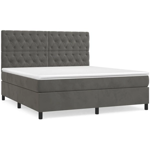 vidaXL Sommier à lattes de lit et matelas Gris foncé 200x200cm Velours pas cher