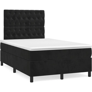 vidaXL Sommier à lattes de lit avec matelas Noir 140x200 cm Velours pas cher