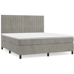 vidaXL Sommier à lattes de lit et matelas Gris clair 160x200cm Velours pas cher