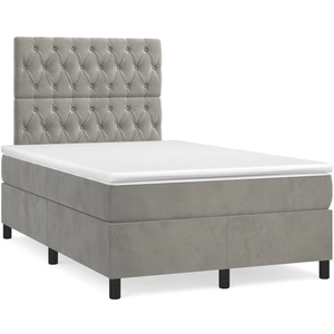 vidaXL Sommier à lattes de lit et matelas Gris clair 120x200cm Velours pas cher