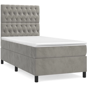 vidaXL Sommier à lattes de lit et matelas Gris clair 100x200cm Velours pas cher