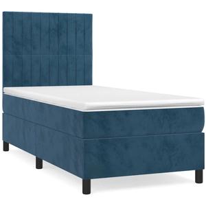 vidaXL Sommier à lattes de lit et matelas Bleu foncé 140x190cm Velours pas cher