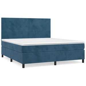 vidaXL Sommier à lattes de lit et matelas Bleu foncé 180x200cm Velours pas cher