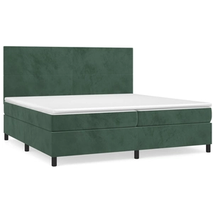 vidaXL Sommier à lattes de lit et matelas Vert foncé 140x190cm Velours pas cher