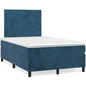 vidaXL Sommier à lattes de lit et matelas Bleu foncé 140x190cm Velours pas cher
