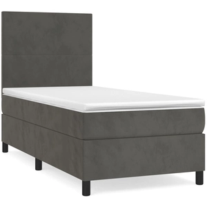 vidaXL Sommier à lattes de lit et matelas Gris foncé 80x200 cm Velours pas cher