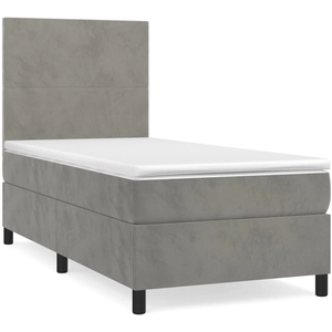 vidaXL Sommier à lattes de lit et matelas Gris clair 90x190 cm Velours pas cher