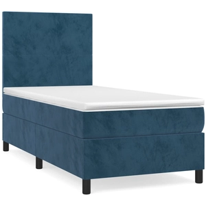 vidaXL Sommier à lattes de lit avec matelas Bleu foncé 90x190 cm