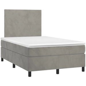 vidaXL Sommier à lattes de lit et matelas Gris clair 120x200cm Velours pas cher