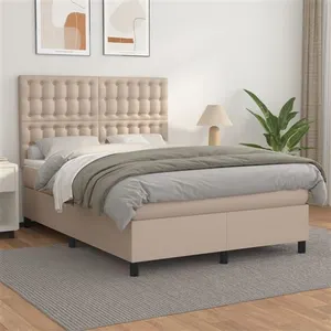 vidaXL Sommier à lattes de lit avec matelas Cappuccino 140x190 cm pas cher