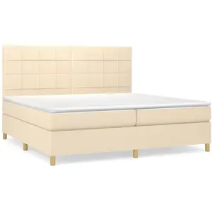 vidaXL Sommier à lattes de lit avec matelas Crème 200x200 cm Tissu pas cher