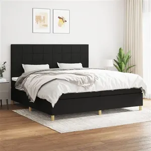 vidaXL Sommier à lattes de lit avec matelas Noir 200x200 cm Tissu pas cher