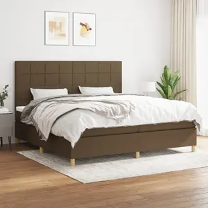 vidaXL Sommier à lattes de lit avec matelas Marron foncé 200x200 cm pas cher
