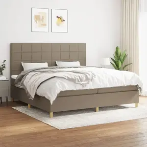 vidaXL Sommier à lattes de lit avec matelas Taupe 200x200 cm Tissu pas cher