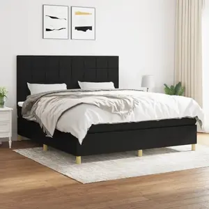 vidaXL Sommier à lattes de lit avec matelas Noir 160x200 cm Tissu pas cher