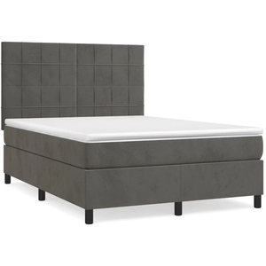 vidaXL Sommier à lattes de lit et matelas Gris foncé 140x200cm Velours pas cher