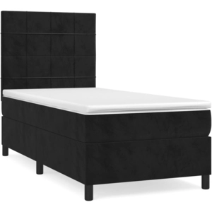 vidaXL Sommier à lattes de lit avec matelas Noir 140x200 cm Velours pas cher
