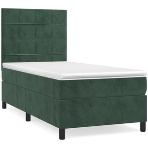 vidaXL Sommier à lattes de lit avec matelas Vert foncé 90x190 cm pas cher