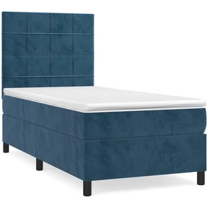 vidaXL Sommier à lattes de lit avec matelas Bleu foncé 100x200 cm pas cher