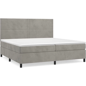 vidaXL Sommier à lattes de lit et matelas Gris clair 200x200cm Velours pas cher
