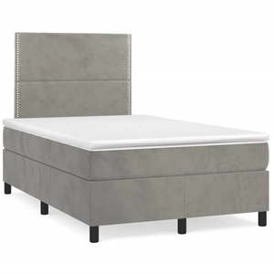 vidaXL Sommier à lattes de lit et matelas Gris clair 120x200cm Velours pas cher