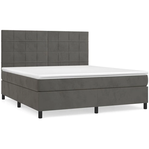 vidaXL Sommier à lattes de lit et matelas Gris foncé 80x200 cm Velours pas cher