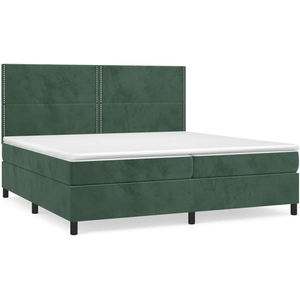 vidaXL Sommier à lattes de lit et matelas Vert foncé 200x200cm Velours pas cher